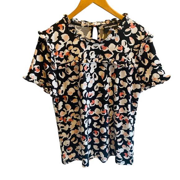 Karl Lagerfeld Tops - Karl Lagerfeld Womens Short Sleeve Floral Blouse Size Small